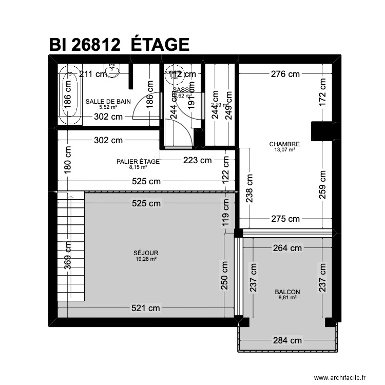 BI 26812. Plan de 16 pièces et 121 m2
