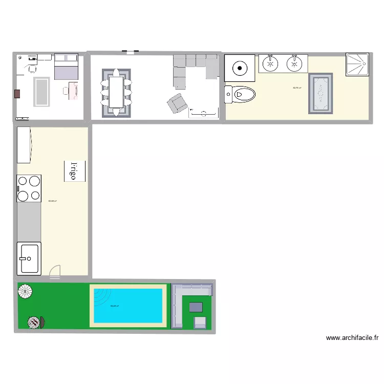 chez halima. Plan de 3  et 166 m²