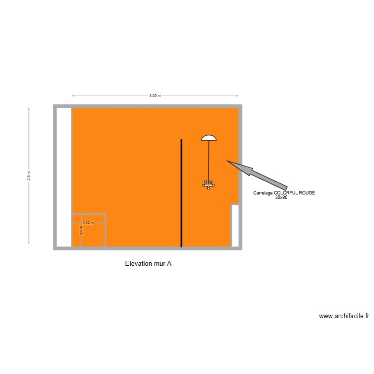 Elevation mur A. Plan de 4 pièces et 8 m2