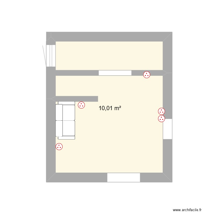 1 balghagi. Plan de 1 pièce et 10 m2