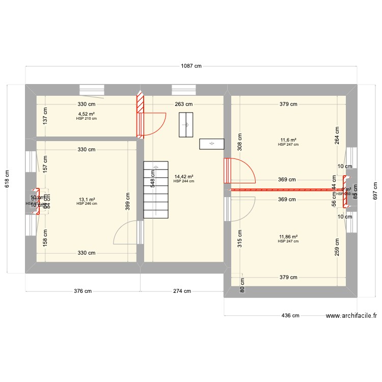 Georgette 11. Plan de 31 pièces et 275 m2