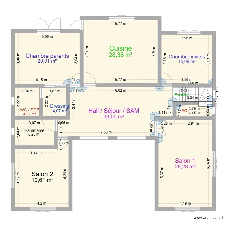 3roubia modele2_plan 1er etage2. Plan de 10 pièces et 162 m2
