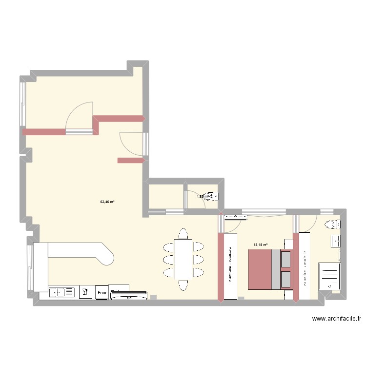 appart seb 2. Plan de 3 pièces et 82 m2