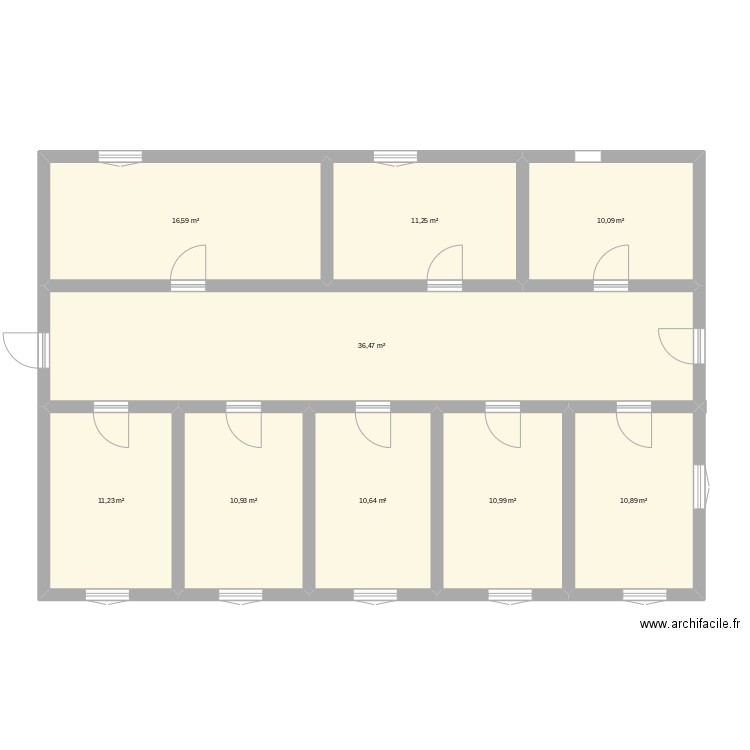 ppppp. Plan de 9 pièces et 129 m2