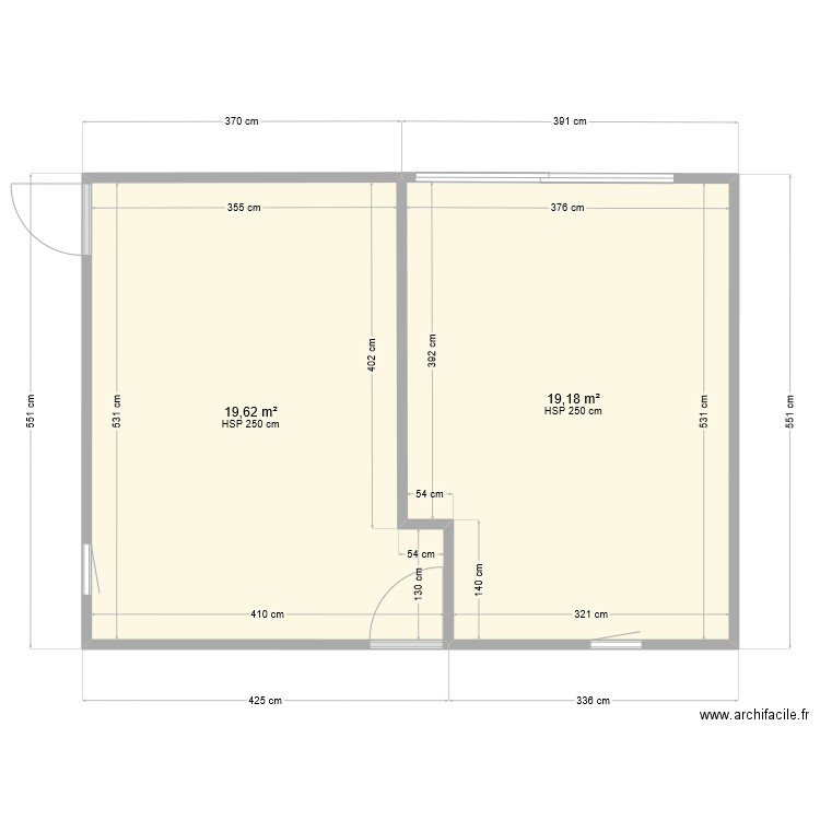 Chambre garage AuréJu 12. Plan de 2 pièces et 39 m2