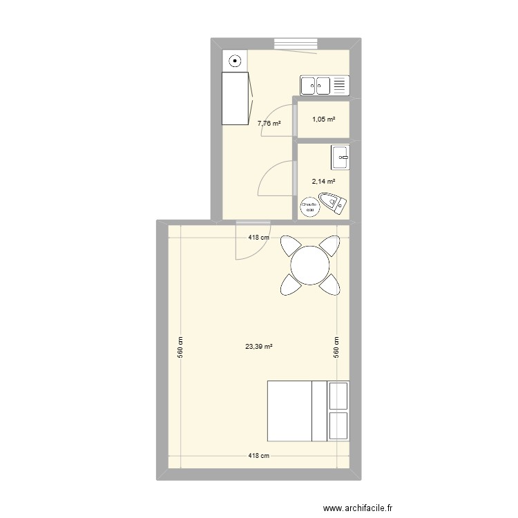 10/7. Plan de 4 pièces et 34 m2