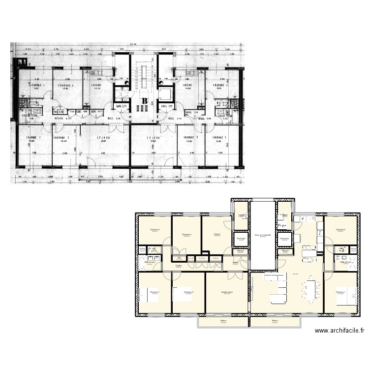 Appartement 227 VF 2. Plan de 32 pièces et 206 m2