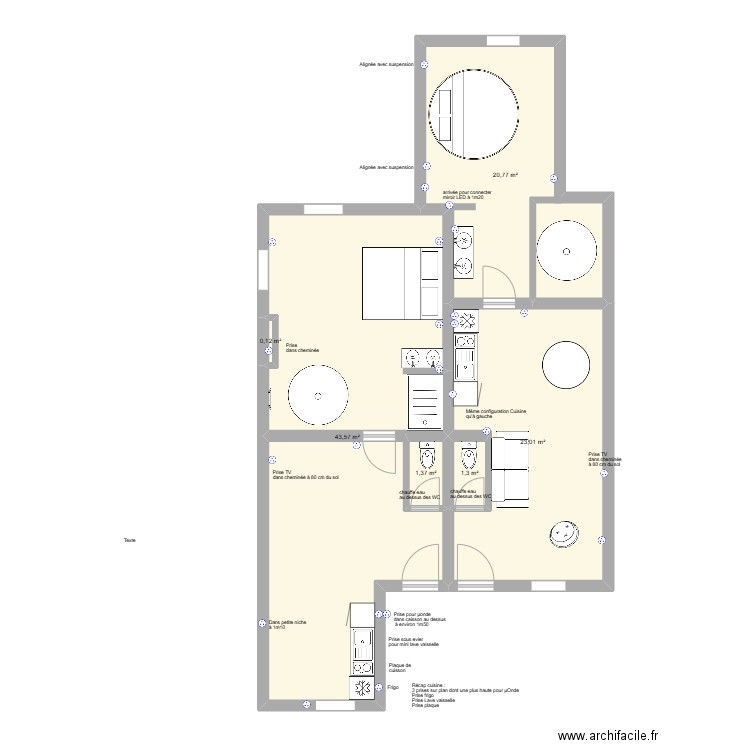 etage1 - projet2-elec. Plan de 6 pièces et 90 m2