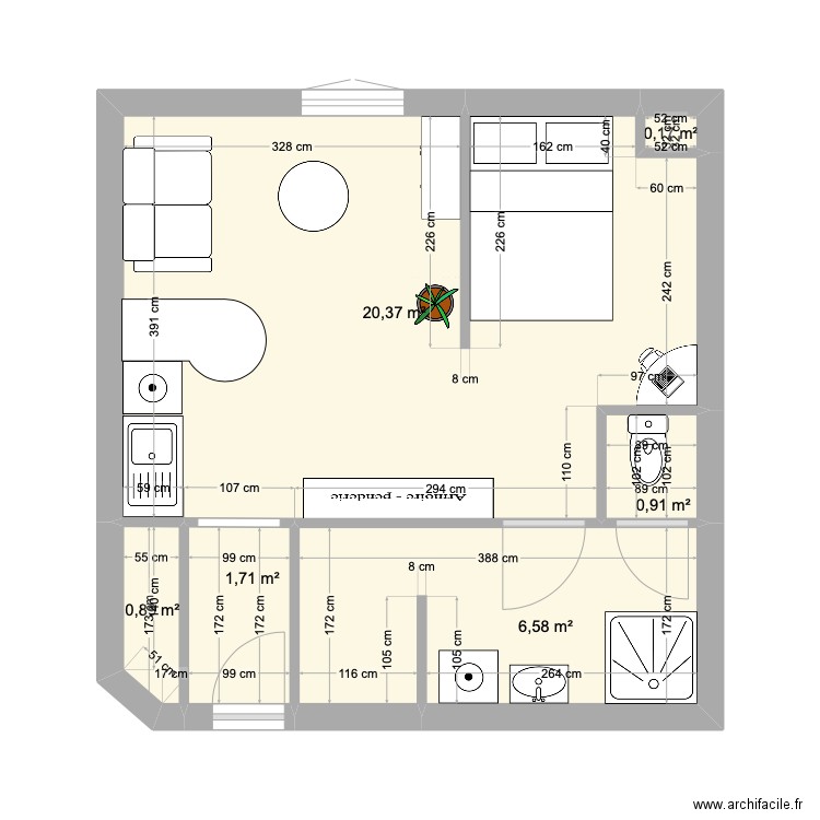 STUDIO - projet. Plan de 6 pièces et 31 m2