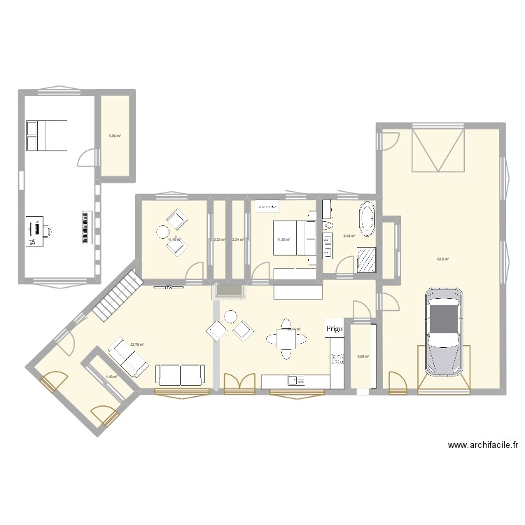 bigeneration. Plan de 11 pièces et 173 m2
