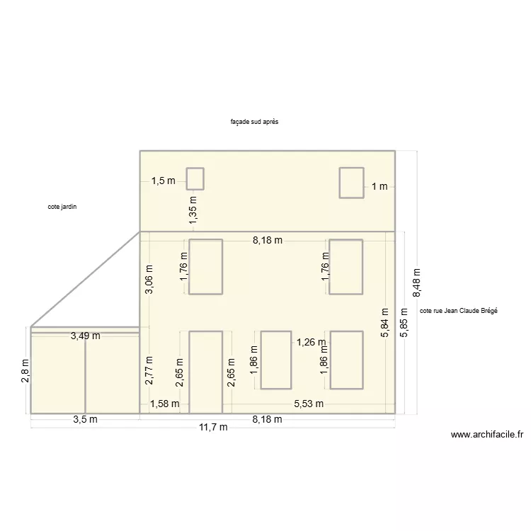 plan facade sud apr&egrave;s. Plan de 