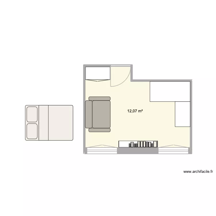 Chambre 2c. Plan de 1 et 12 m² Chambre 2c. Plan de 1 et 12 m²