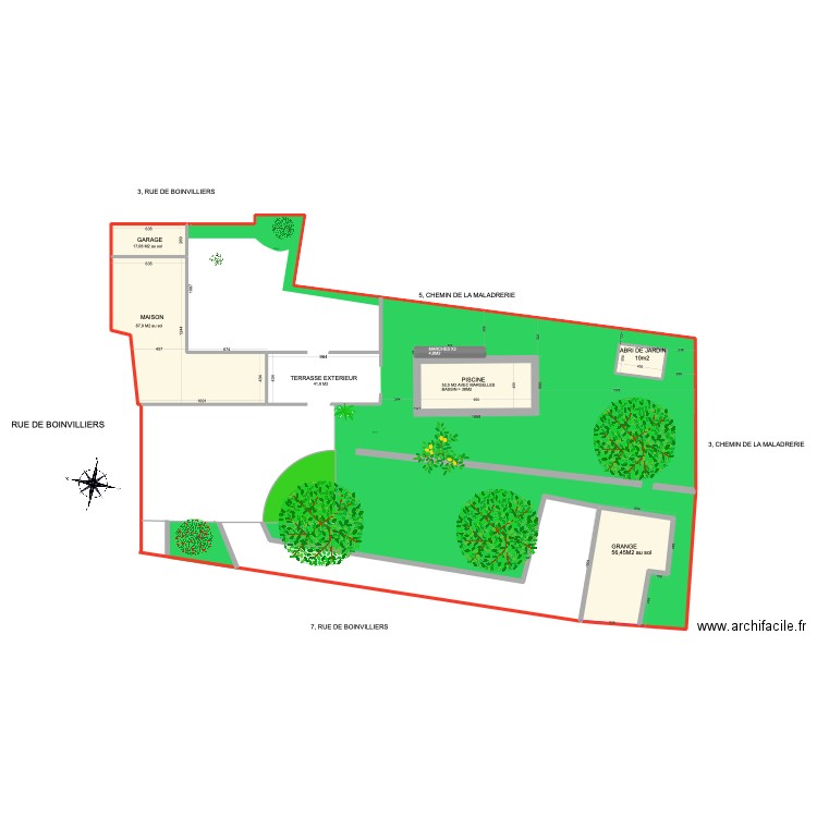 PLAN MASSE V1. Plan de 7 pièces et 215 m2