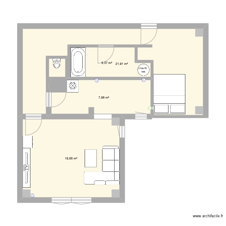 Plan. Plan de 4 pièces et 54 m2