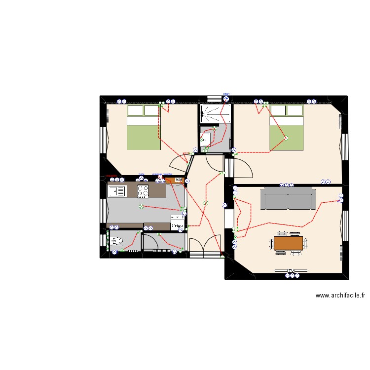 CARRE PLAN PROJET1. Plan de 15 pièces et 58 m2