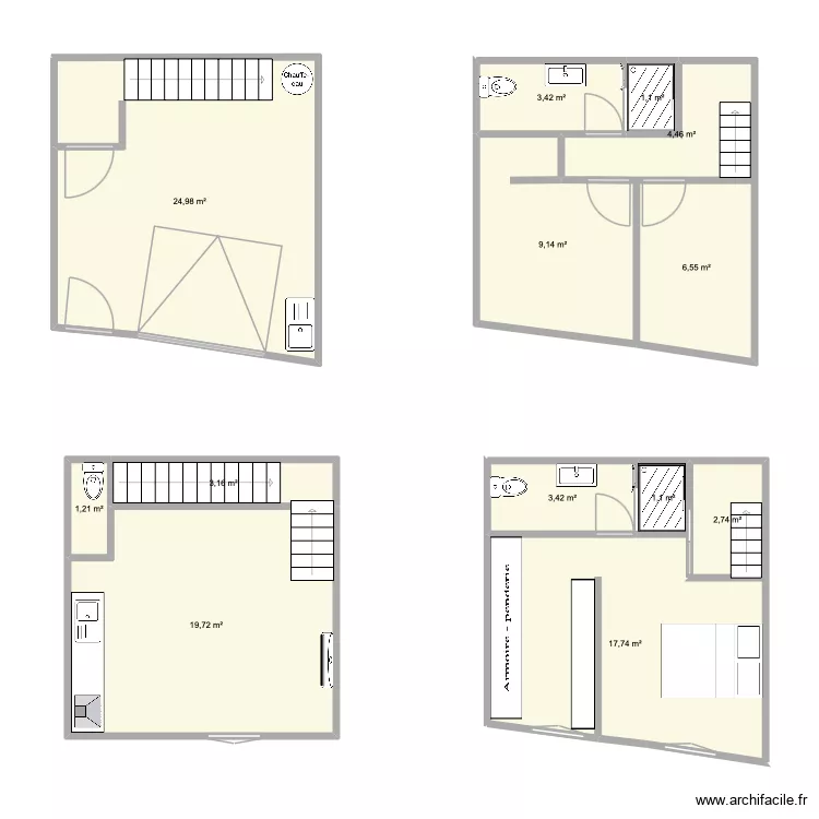 Maë Servian. Plan de 13 et 99 m² Maë Servian. Plan de 13 et 99 m²