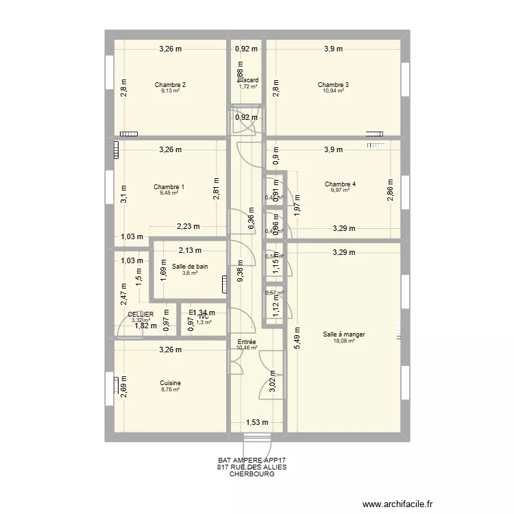 BAT AMPERE APP17. Plan de 15  et 89 m²