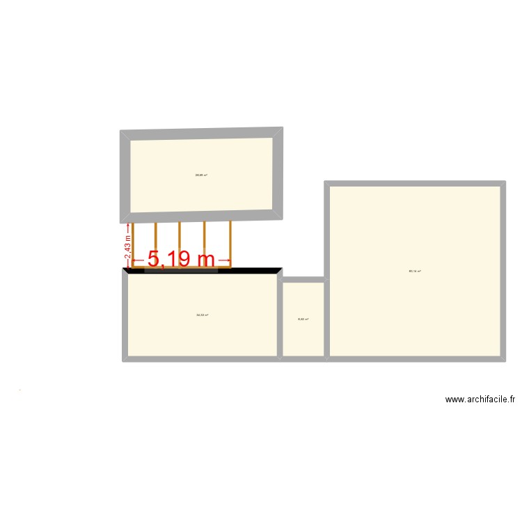 JLB- petite véranda-charpente. Plan de 4 pièces et 152 m2