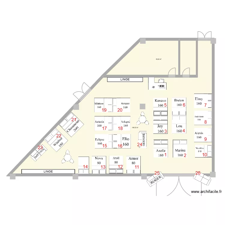 anthonythomas. Plan de 2 pièces et 221 m²