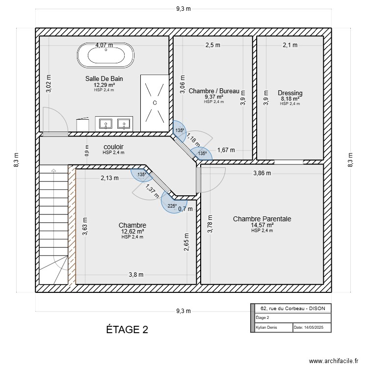 Corbeau 62 1 er. Plan de 7 pièces et 218 m2