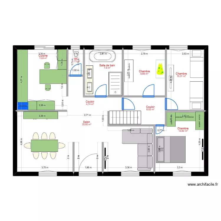 5impwashington. Plan de 9  et 99 m²