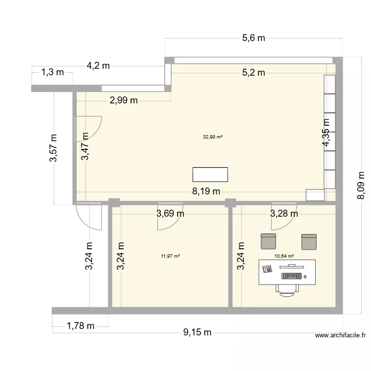 Manon Auch 2. Plan de 3 et 56 m² Manon Auch 2. Plan de 3 et 56 m²