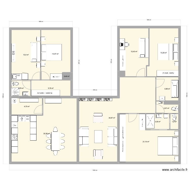 CVP PP - R. des Fleurs - 31.12.2023 2. Plan de 17 pièces et 168 m2