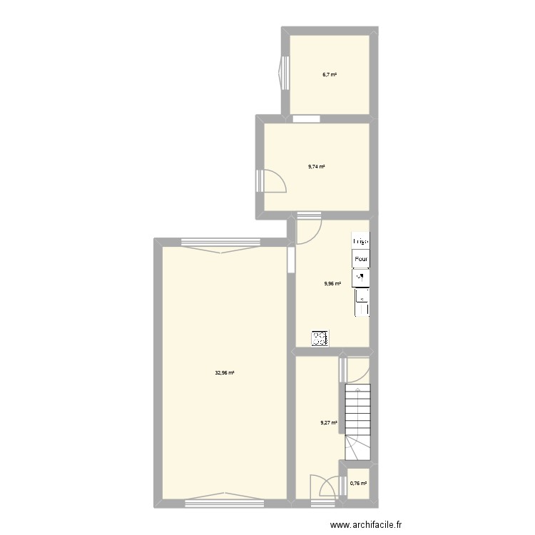 Geoffrey. Plan de 6 pièces et 69 m2