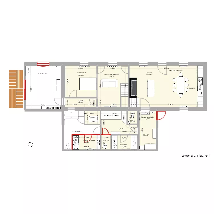 Les Hogues - Plan H. Plan de 17  et 104 m²