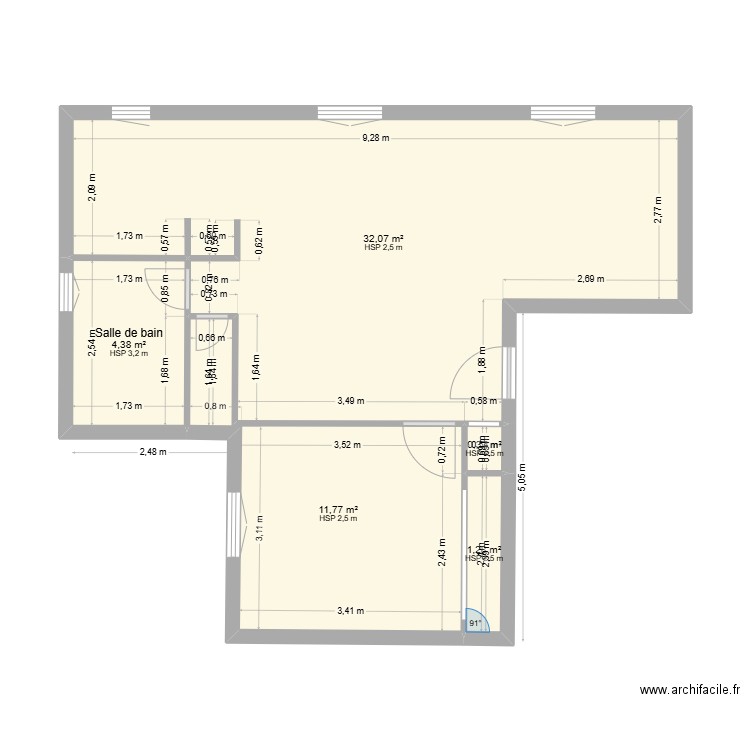 Sorgues 2 Gentilly lgt A12. Plan de 5 pièces et 50 m2