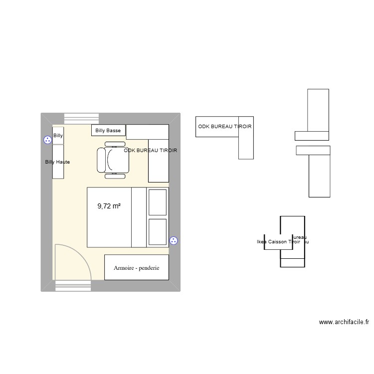 chambre colloc v2. Plan de 1 pièce et 10 m2