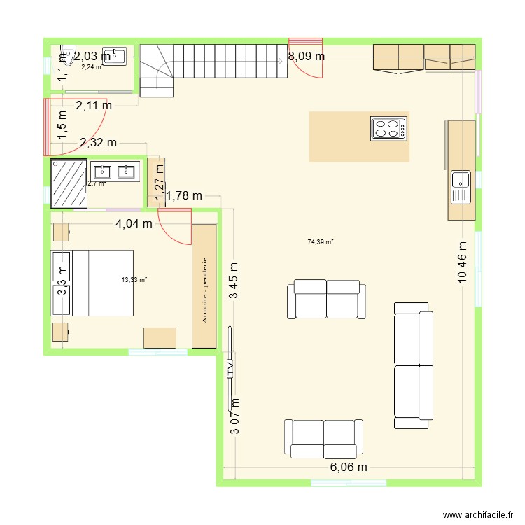 plan rdc. Plan de 4 pièces et 93 m2