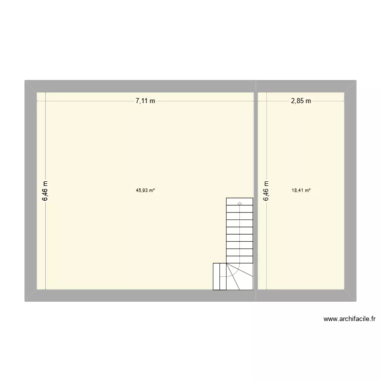 1e étage Maison. Plan de 2 et 64 m² 1e étage Maison. Plan de 2 et 64 m²
