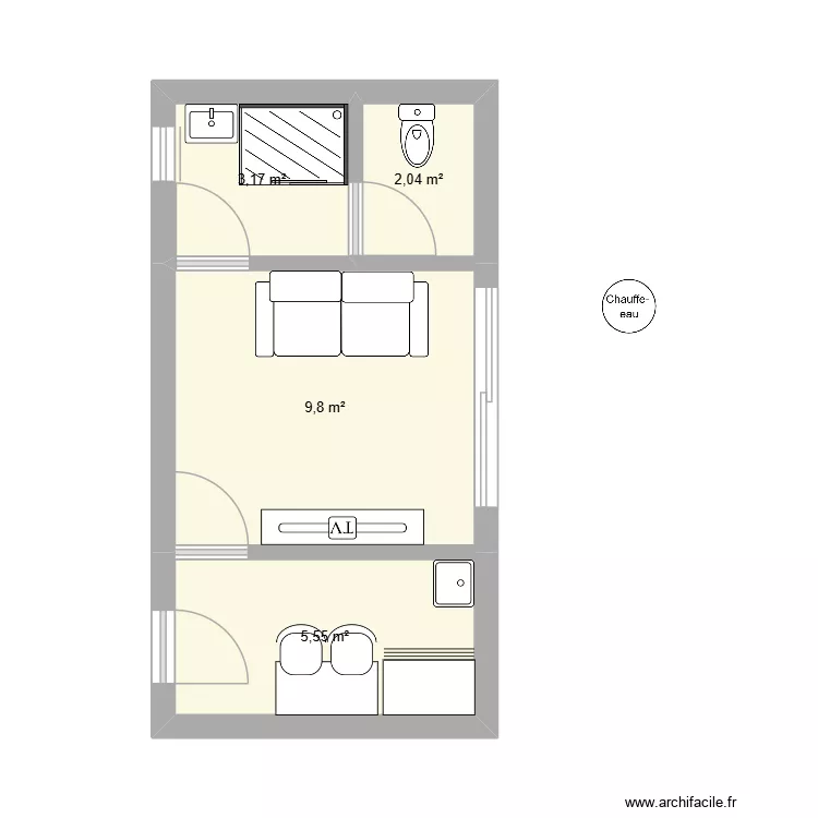 plan 2. Plan de 4  et 21 m²