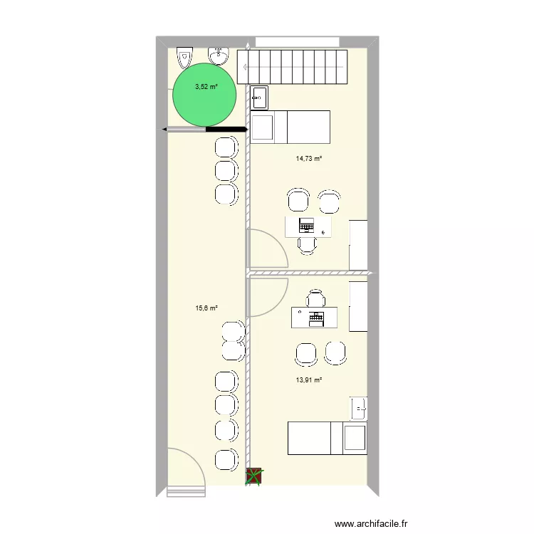 Cab 4. Plan de 4  et 48 m²