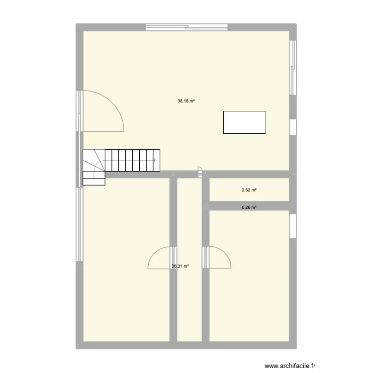Grange rez de chauss&eacute;e. Plan de 4  et 79 m²