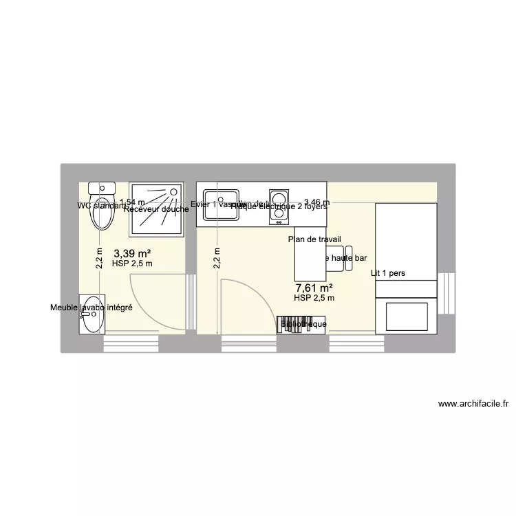 d&eacute;pendance. Plan de 2  et 11 m²