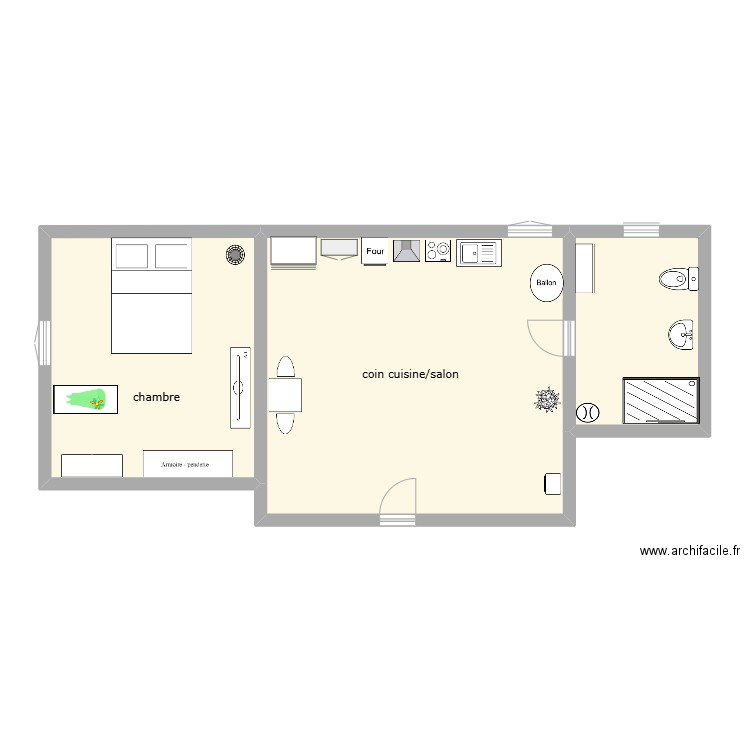 1489 roger salengro. Plan de 2 pièces et 76 m2