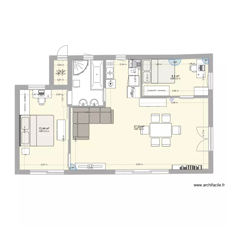 plan 01. Plan de 4 Pièces et 60 m² plan 01. Plan de 4 Pièces et 60 m²