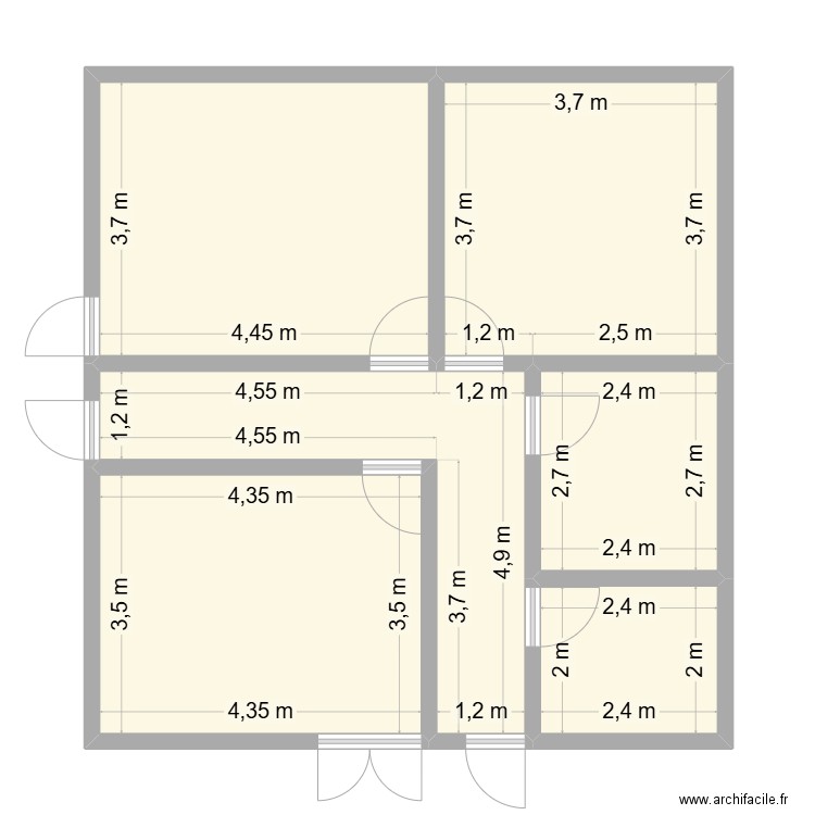 tercha. Plan de 6 pièces et 68 m2