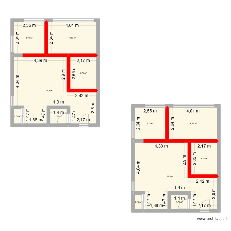 cabinet. Plan de 12 pièces et 104 m2