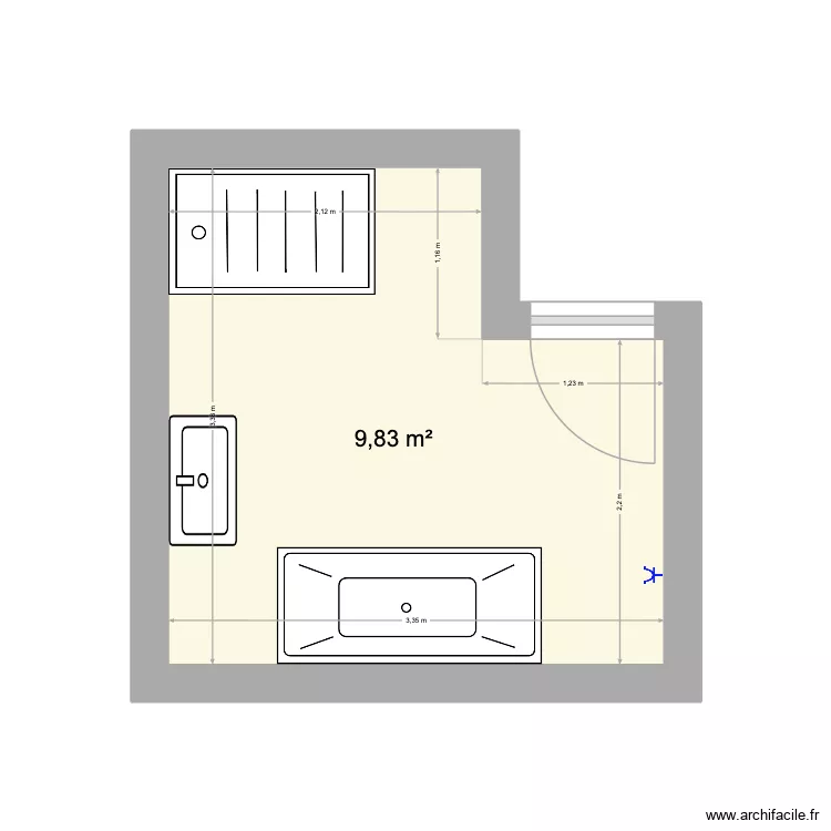 SDB Huy. Plan de 1 et 10 m² SDB Huy. Plan de 1 et 10 m²