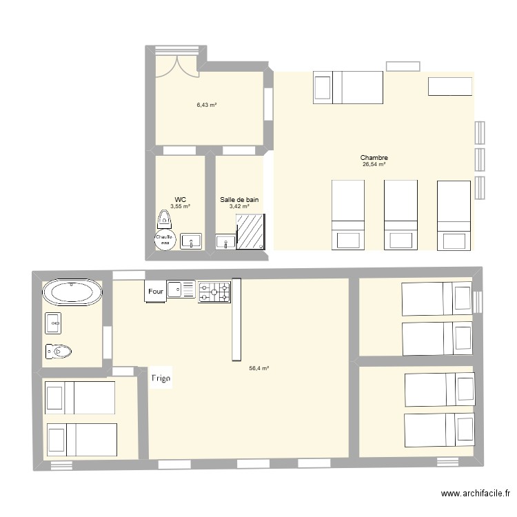 Ecume. Plan de 5 pièces et 96 m2