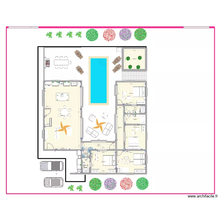 Esquisse 4 chambres WC visiteur Zone Chambre avec SAS. Plan de 