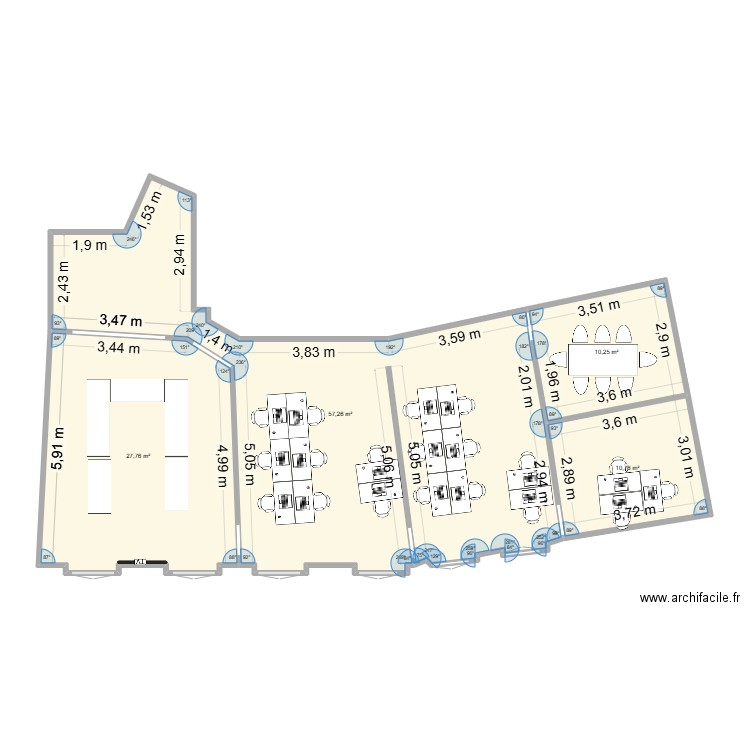 Formation St Denis. Plan de 4 pièces et 106 m2