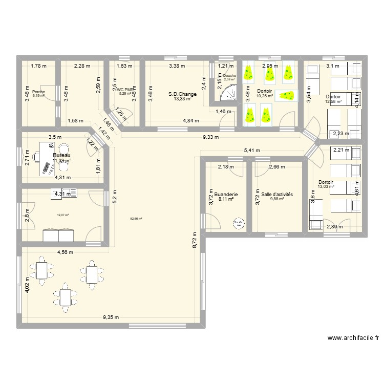 MAM floure. Plan de 12 pièces et 187 m2