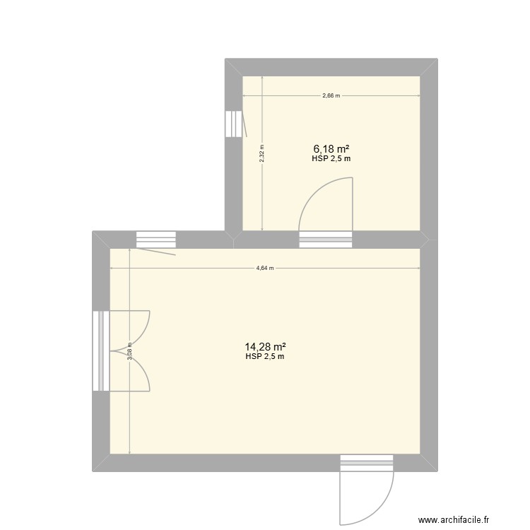 ANGRAND. Plan de 2 pièces et 20 m2