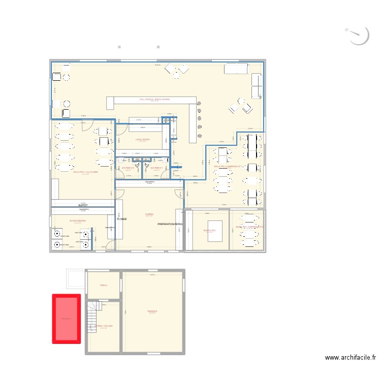 SALON. Plan de 23 pièces et 448 m2