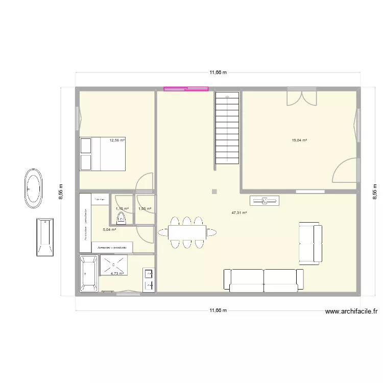 UR ONEA ETAGE apres travaux V6. Plan de 