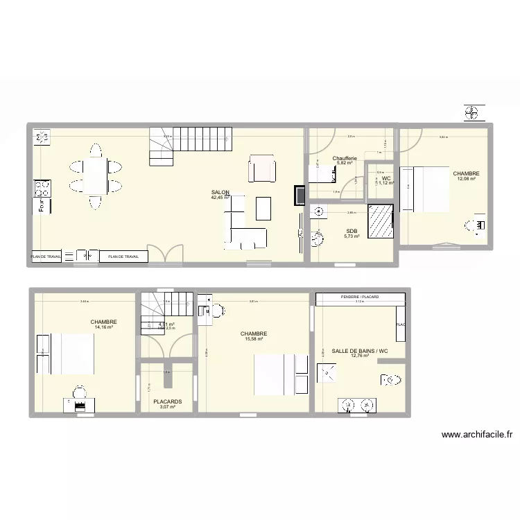 Le Losser. Plan de 10  et 117 m²